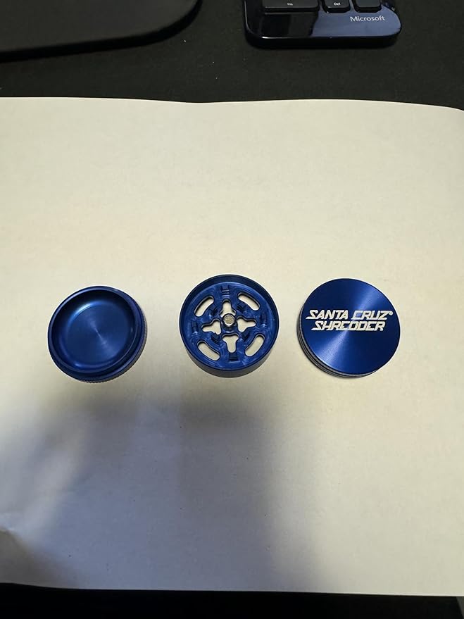 Santa Cruz Shredder Metal Spice Grinder Knurled Top for Stronger Grip 3 Piece Small 1.7" (Blue)
