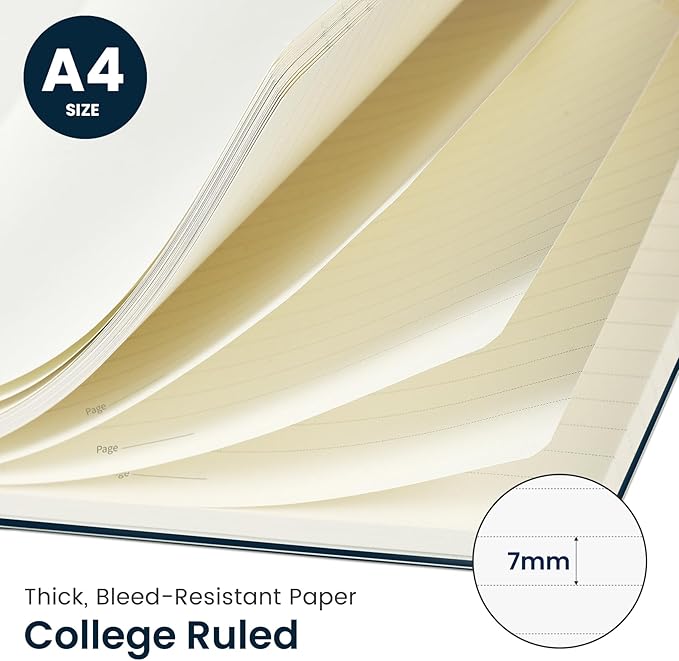 Taja Large Spiral Lined Journal for Women, 8.5" x 11" Notebooks for Work Collge Ruled, A4 Aesthetic Cute Journaling Notebooks for Writing, Plastic Cover, Emerald Shores
