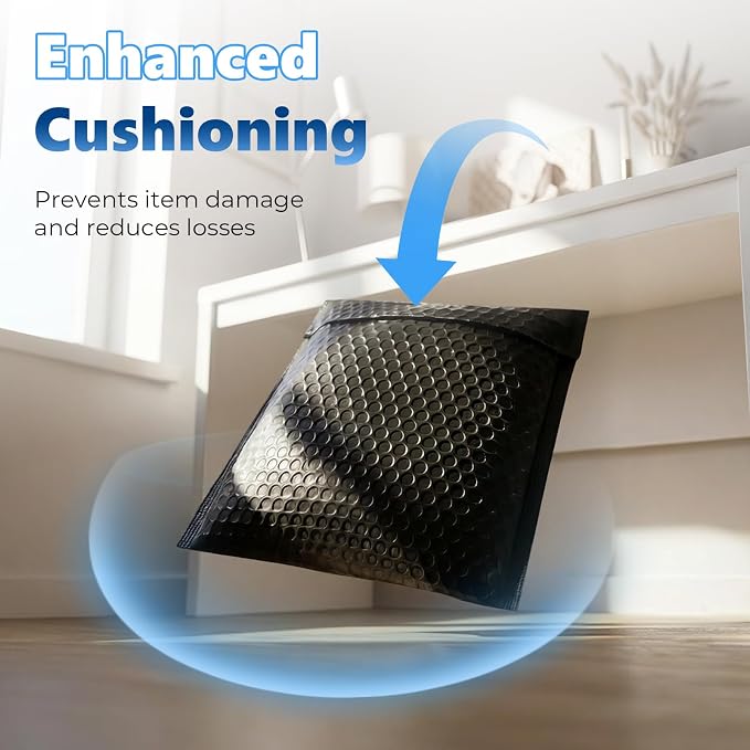 Metronic Bubble Mailers True 8.5x11" Usable Size Padded Envelopes 250 Pack | 50% Thicker 1/7" Bubble 8.5x12" Self Seal Water-resistant bubble envelopes for Books,DVD,Magazine& Small Business,#2,Black