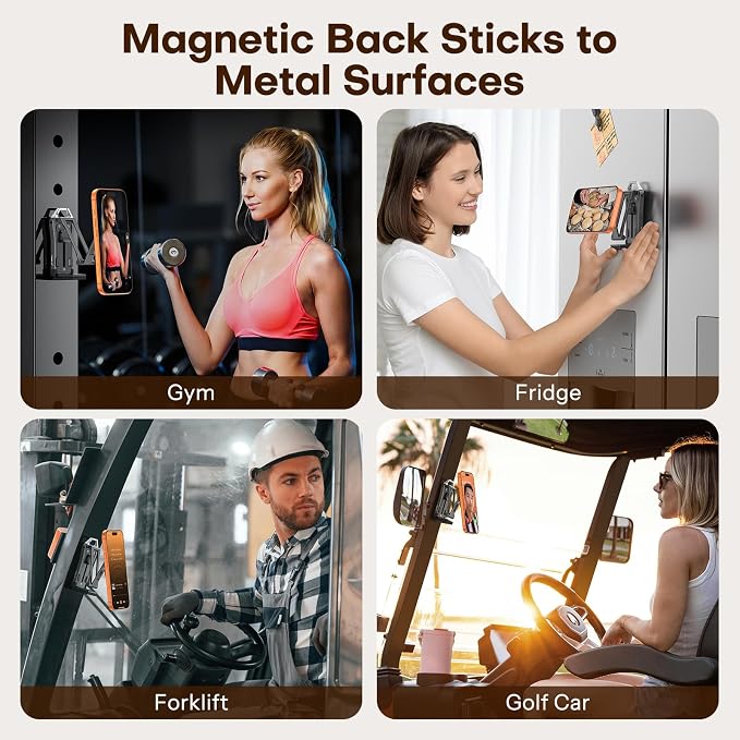 OMOTON TP02 360°Rotating Adjustable Aluminum for MagSafe Tripod,Black&Black | Magnetic Phone Tripod for iPhone 17/16/15 Pro Max Air, Foldable Cell Selfie Stick Fits Vlog, Gym Travel Essentials, 2Pcs