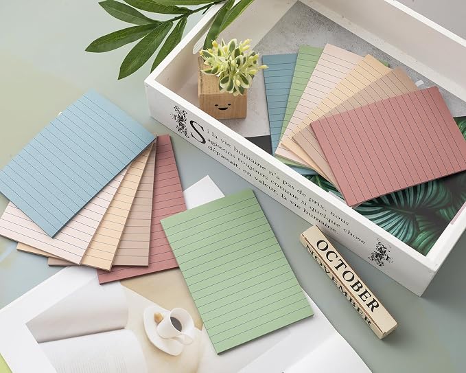 (12 Pack) Lined Sticky Notes 4x6 in,Vintage Large Notepads with Lines | Ruled Stickies Super Sticking Power,Office School Memo Note Pads,Post on Windows Doors,Recyclable,Easy to Write on