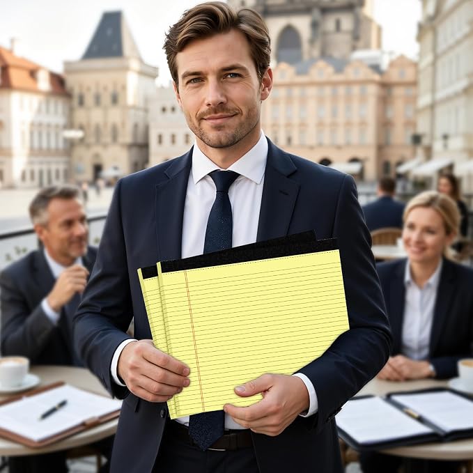 2 Pack Yellow 11" x 9.5" Legal Pads College Ruled Notepad Note Pads 30 Sheets Lined Paper Pads 80 GSM Legal Pad Perforated Writing Pads with Sturdy Back for School, Office, Home