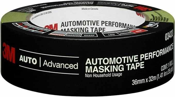 3M Automotive Refinish Masking Tape, 06654, 36 mm x 55 m, 1 Roll