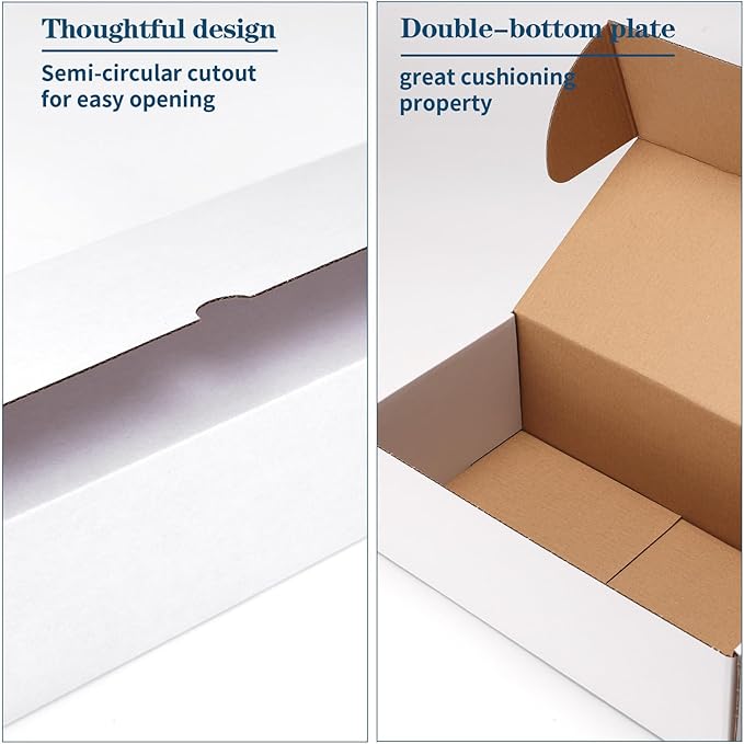 ZBEIVAN 12x6x4 White Shipping Boxes Set of 25, Corrugated Cardboard Mailer Boxes for Packaging Small Business Mailing Gifts