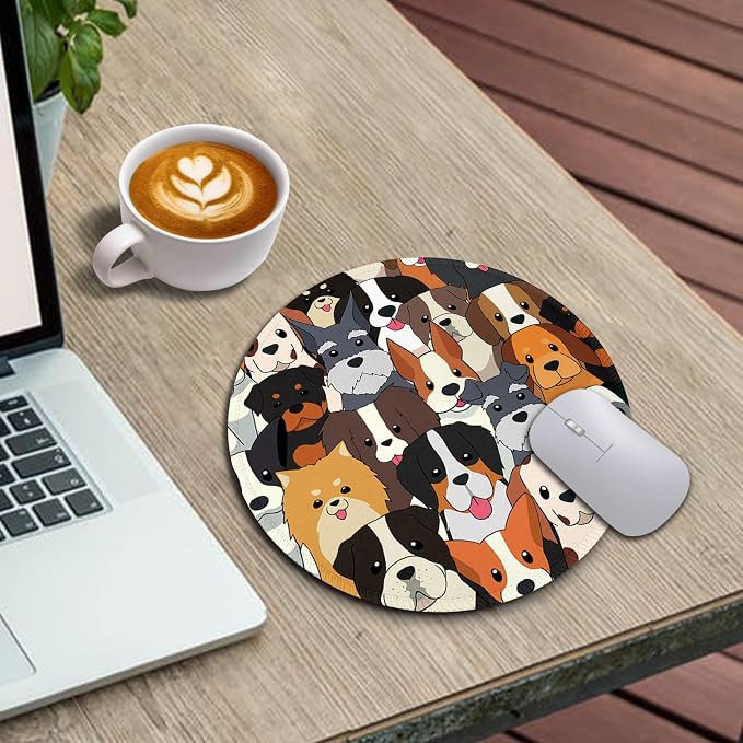Immaturus Dog Mouse Pad, Cute Small Mouse Pads for Desk, Round Travel Mousepad for Wireless Mouse Gaming Work Laptop, Puppy Mini Computer Mouse Mat, Home Decor Office Desk Accessories | 8.6" x 8.6", Mini Travel, Home Decor Desk Accessories, Round, Non-...