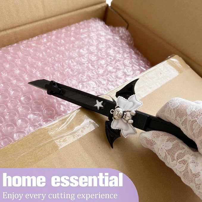 Cute Box Opener Cutter, Package Opener, Small Plastic Box Cutter Retractable, Snap off Utility Paper Exacto Knife, Kawaii Desk Office Home Aesthetic Accessories Essentials, Stationery Craft Supplies
