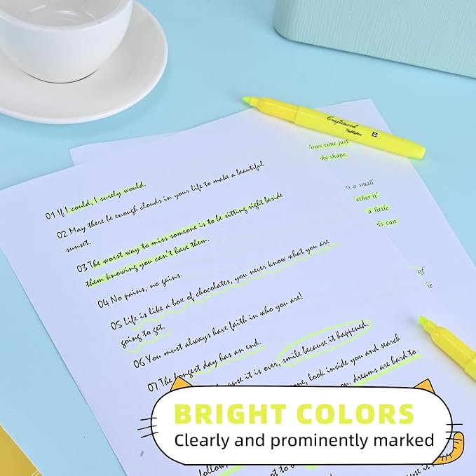 Yellow Highlighters 24 Count, Chisel Tip Highlighter Bulk, Dry Quickly, Perfect for Students Adults Highlighting, Organizing, Coloring in Classroom, School, Office