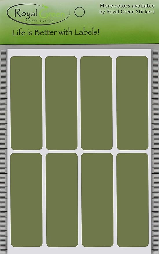 Royal Green Rectangular Stickers Color Coded Write on Labels for Organizing, Moving, & Mailing, 3x1 inch Stickers Writable Label for File Folders, 120-Pack (Olive Green)