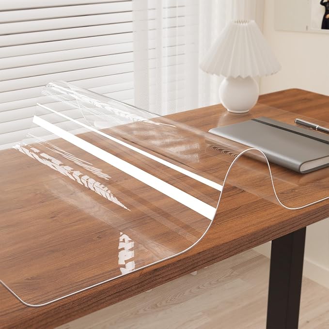 Clear Writing Desk Pad, 16’’x30” Heat Resistant Waterproof PVC Round Edge Durable Desk Protect Mat, Anti-Static Writing Mat Table Protector