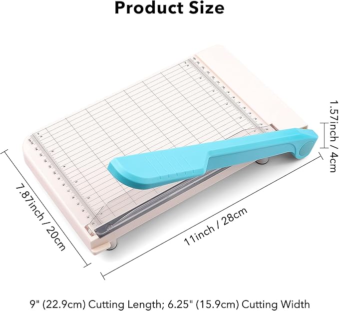 Briartw Professional 9" Guillotine Paper Trimmer & Craft Cutter - Precision Blade for Paper,Photos,Cardstock,Fabric,Leather with Self-Sharpening Blade, Inch/Cm Grid, Portable Paper Cutter for Crafting