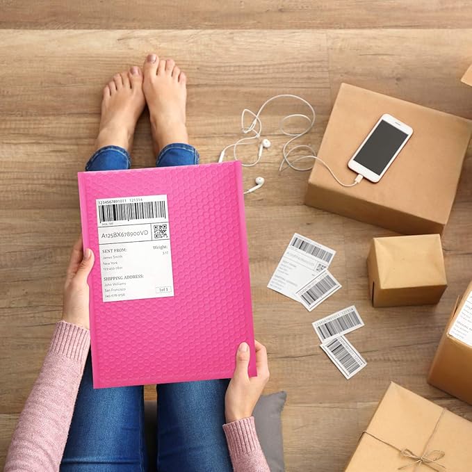 UCGOU Bubble Mailers 10.5x16 Inch Hot Pink 25 Pack Poly Padded Envelopes Large #5 Mailing Packages Opaque Packaging Postal Self Seal Adhesive Waterproof Boutique Shipping Bags for Clothes