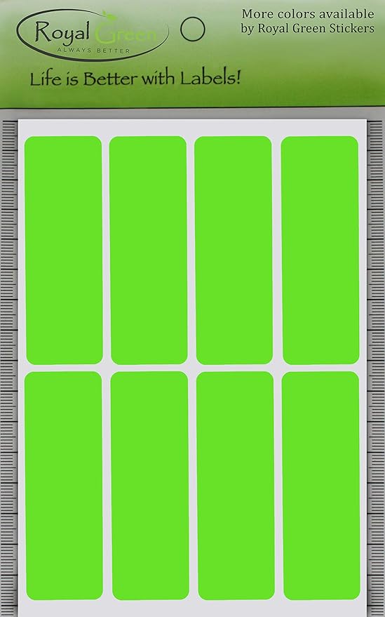 Royal Green Writable Rectangular Labels 1x3 in Neon Green - 800 Pack