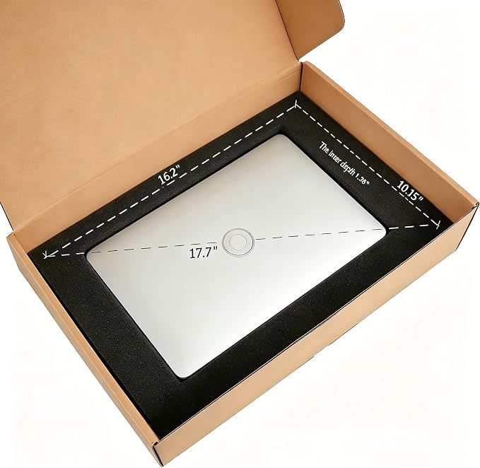 Laptop Shipping Boxes Great for Laptop Shipping or Packing | Laptop Shipping Boxes Cardboard Laptop Box with Foam Protection Fits Notebook Screen Sizes Up to 17.6 Inch (Black)