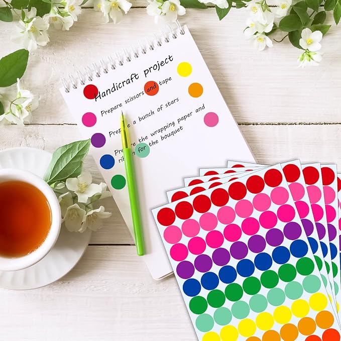 Dot Stickers 1400 PCS Color Coding Labels Round Circle Sticker 3/4 Inch Colored Dot Label for Toddlers Office Student Classroom Papers Etc