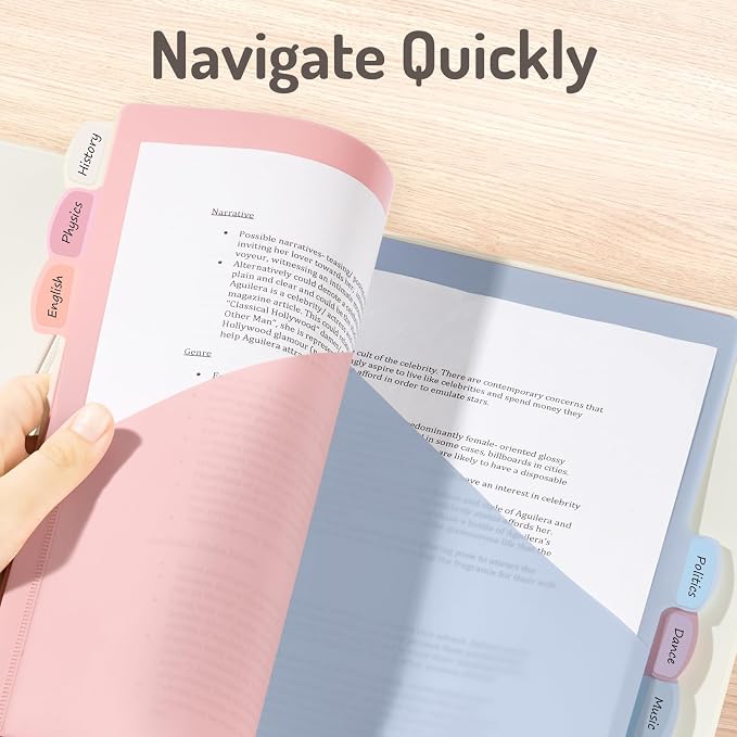 Forvencer 16 Counts Dividers with 2 Pockets, Binder Dividers with Tabs | 8 Tabs Binder Dividers for 3 Ring Binder, School Office Organization, Multicolor, Letter Size, 2 Sets