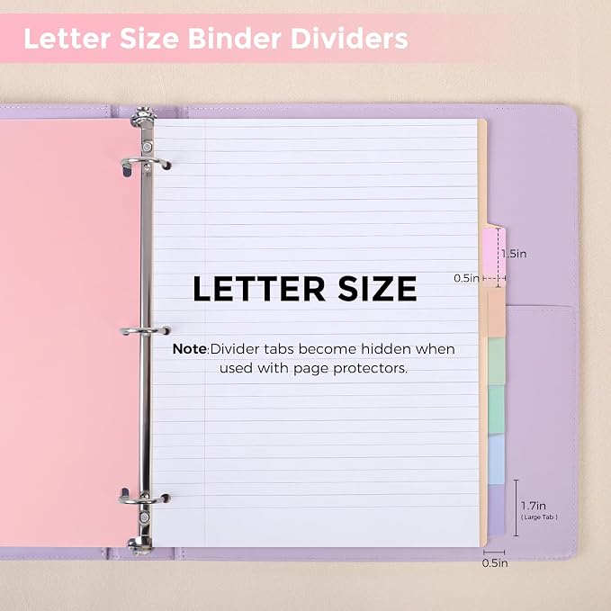 SKYDUE 8 Tab Write & Erase Plastic Dividers for 3 Ring Binders, 2 Sets | Binder Dividers for Letter Size, Aesthetic Pastels Tab Divider Organizers for Student, Teacher, Office, Pink