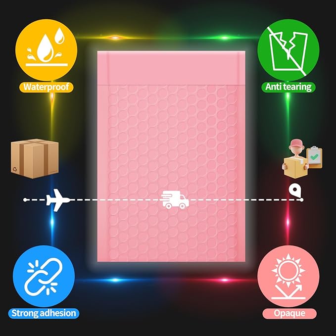 4x8 Inch Pink Bubble Mailers 80 Pack Self-Seal Poly Padded Envelopes Suitable for Small Businesses to Package and Mail Jewelry Cosmetics, Electronic Products, Cards (Pink, 4 * 8-80)