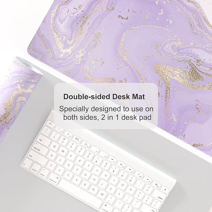 Colorful Star Large Mouse Pad, PU Leather Waterproof Desk Mat, Computer Gaming Mouse Pad, XXL Extended Full Mousepad Non Slip Desk Pad for School Office Home 23.6" x 13.8" - Violet Marble