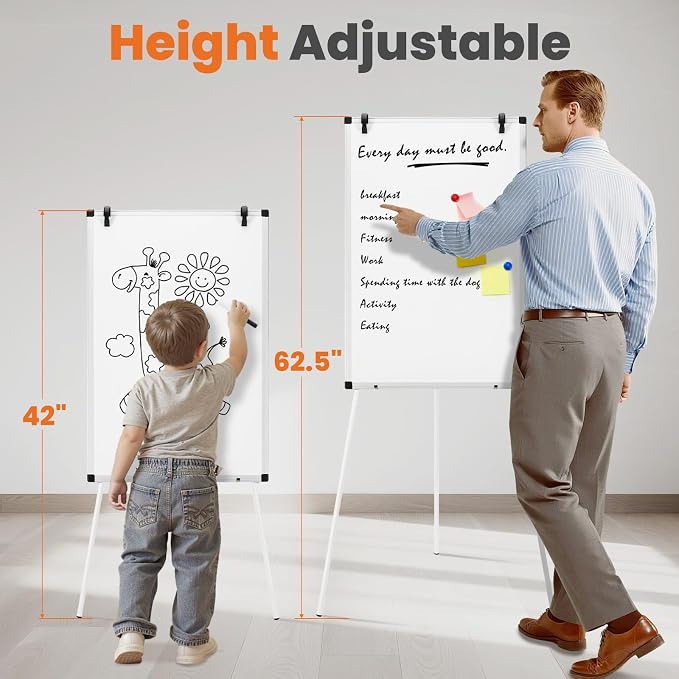 OLIXIS 36" x 24" Magnetic White Board with Stand, Standing Dry Erase Board, Whiteboard with 1 Dry Eraser & 2 Multicolor Markers & 4 Magnetic Pins, Aluminium Frame for Home, School, Office, White