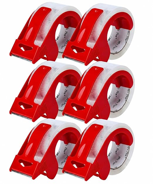 Mr. Pen- 6 Rolls Packing Tape with 6 Dispensers, 2” Wide, 50 Yards, Clear Packing Tape Heavy Duty for Mailing, Moving Boxes and Packaging