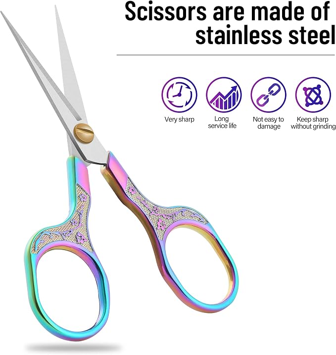 Embroidery precision scissors-Glexal 5 Inch Vintage Scissors-2 pack,Ultra Sharp Blade Shears,scotch small crafts scissors for multi purpose…