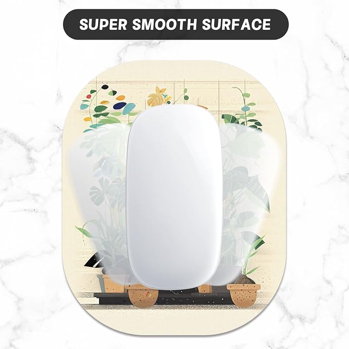 Small Mouse Pad, 6 x 7 Inch, Oval Mini Mouse Pad with Non-Slip Rubber Base for Laptop Wireless Mouse Keyboard Tray Mousepad, Cat on Flowerpot