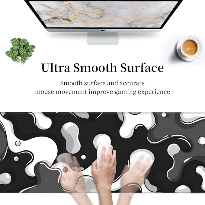 Black and White Gaming Mouse Pad, Large Mouse Pad for Desk Mat XXL XL Mousepad, Big Keyboard Pad Office Desk Accessories Decor