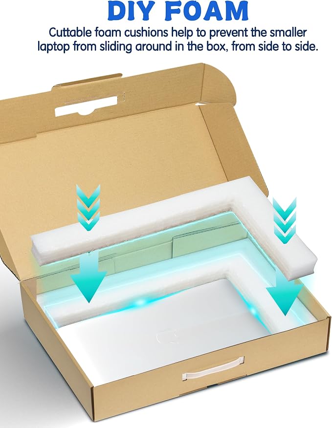 Laptop Shipping Box with Protection Foam for up to 17 Inches Notebook, Cardboard Laptop Box for Shipping, Secure Mailing Boxes, 8 Pack
