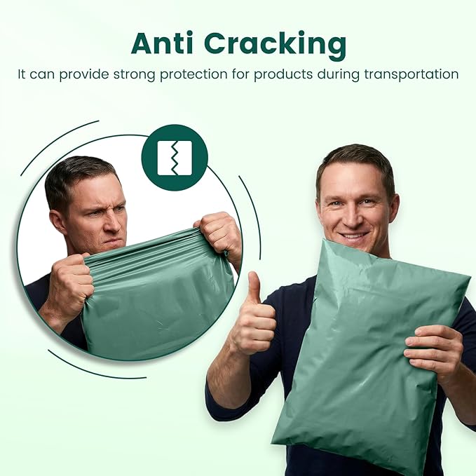 Metronic Poly Mailers 14.5x19 400 Pack, Heavy Duty Shipping Bags Bulk Self Seal Waterproof Tear Resistant Large Mailing Envelopes, Packaging bags for Small Business, Clothing, Grayed Jade Green