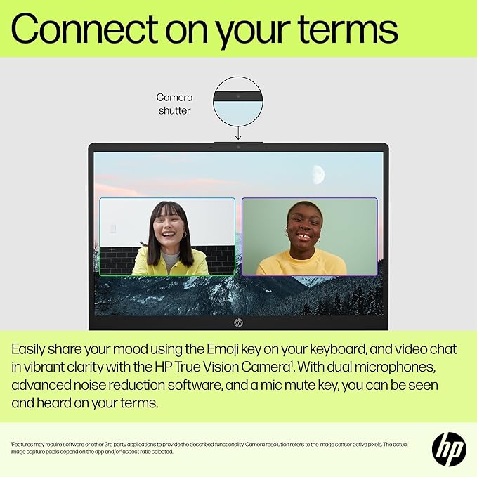 HP 15.6" FHD Laptop 2026 Notebook for Students & Remote Work, Intel N100, 8GB RAM, 256GB SSD, Lightweight, Long Battery Life, Wi-Fi 6, Office 365, Win 11 Home, Moonlight Silver, Type-C RJ45