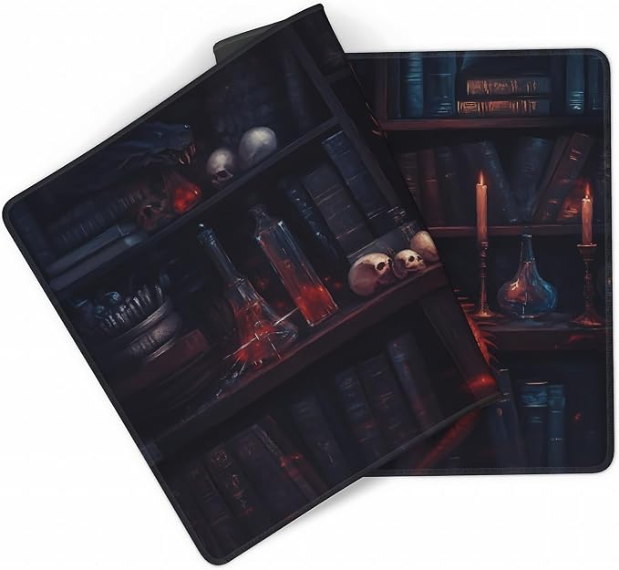 Aesthetic Dragon Gaming Mouse Pad, Ink Blue Red Mystical Desk Mat with Anti-Slip Base & Stitched Edges, Office & Home Desk Decor for Women, 35.4" x 15.7" in Computer Desktop Mat