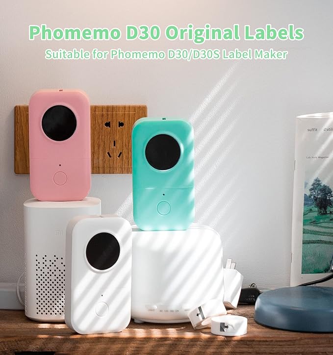 Phomemo D30 Label,3 Roll Thermal Label Maker Tape (0.55'' x 1.96'') Sticker Paper for D30 Printer, Multi-Use Removable Labels for Daycare,Travel,Bottles,Lunch Boxes,Cups,School Supplies