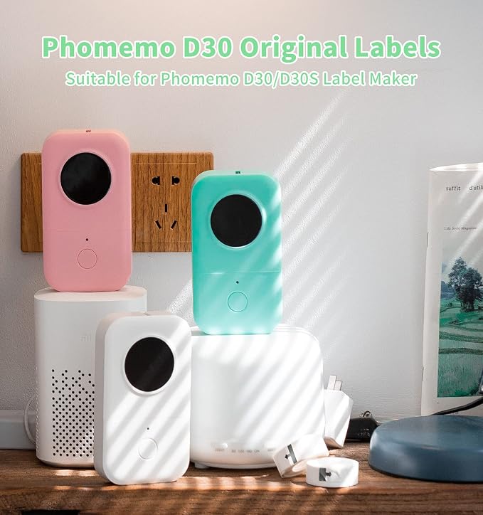 Phomemo D30 Label,3 Roll Thermal Label Maker Tape (0.55'' x 1.96'') | Ideal for home storage, office files, school supplies, kitchen jar & daily classification