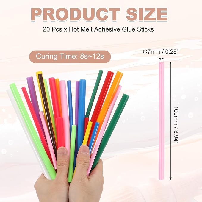 PATIKIL Hot Glue Sticks for Glue Gun, 20 Pcs Colored Hot Melt Adhesive Glue Sticks Bulk for DIY Projects Craft Art Decoration Home Repairs, Pink (3.9" x 0.28")