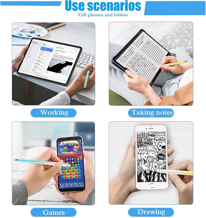 Bopomofo 3PCS Stylus Pen for Touchscreen,High Sensitivity & Precision | Metal Barrel,Fiber Tip,No Charging,Compatible with iPhone iPad Android Microsoft Surface Nintendo Switch Touch Screen