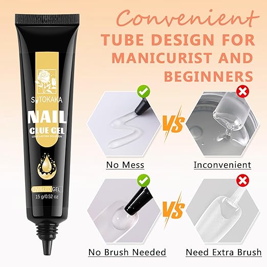 Solid Nail Glue Gel, 15g Soft Gel Nail Tips Glue Gel Super Strong Solid Gel Soak Off for Acrylic Nails Extension Fake Nails Press On Nails U V Lamp Curing Needed