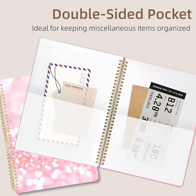 Cute Spiral Notebook journal A4 Aesthetic Pretty Design for Women Girls Kawaii with Pocket, 8.5 x 11 inch, Lined, Positive