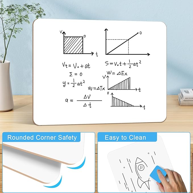 26 Pack Double Sided Dry Erase Boards with 26 Erasers, 12.5 x 9 Inch | Double-Sided Reusable Small White Board, Smooth Writing & Wipe-Clean Design, Portable Study Whiteboard