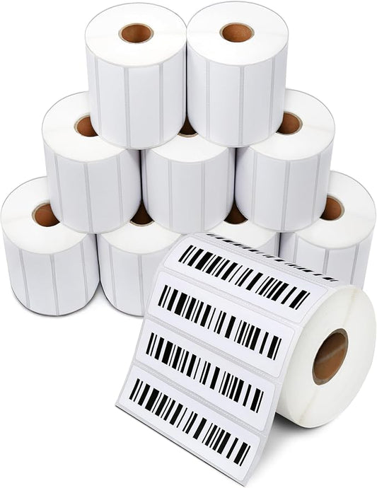 3" X 0.5" Direct Thermal Labels (28800 Count, 12 Rolls) | Inventory Barcode Stickers, SKU Labels, and Shelf Identification - Compatible With Zebra and Rollo Printers - Aegis Adhesives