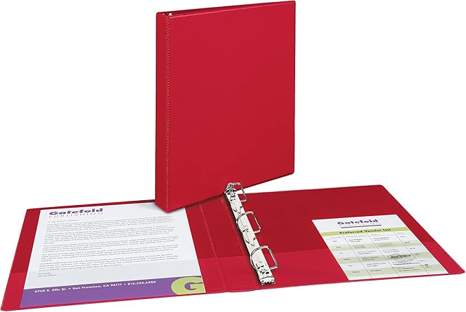 Avery Durable 3 Ring Binder, 1" Slant Rings, 1 Red Binder (27201)