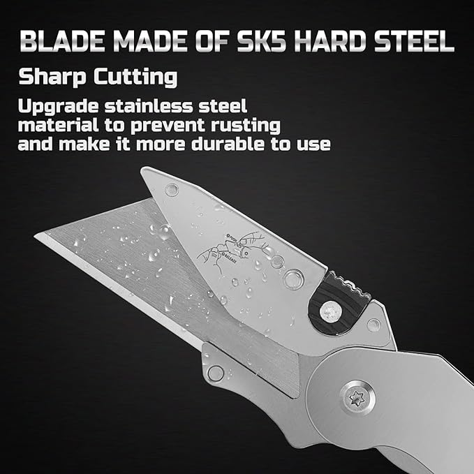 Lichamp 6-Pack Folding Utility Knife Box Cutter, Quick Change Razor Knife Utility Pocket Construction Blade, (Silver, C6SL)