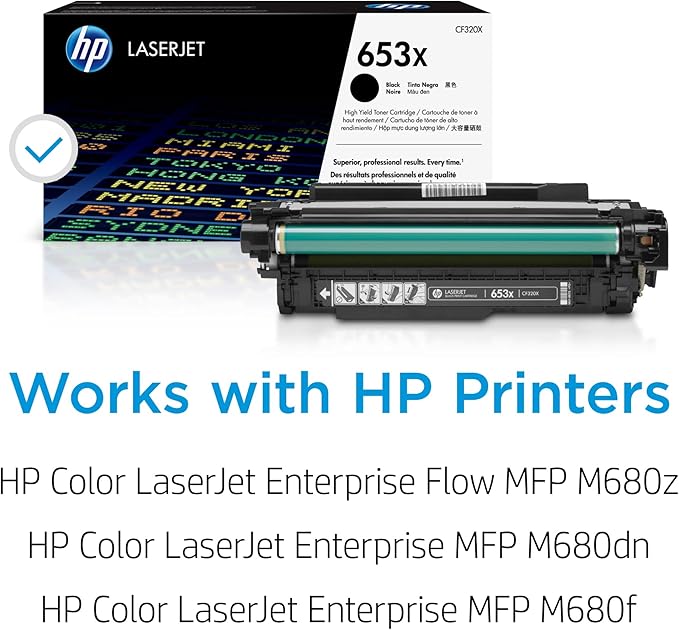 HP 653X Black High-Yield Toner Cartridge | Works Color LaserJet Enterprise MFP M680 Series | CF320X