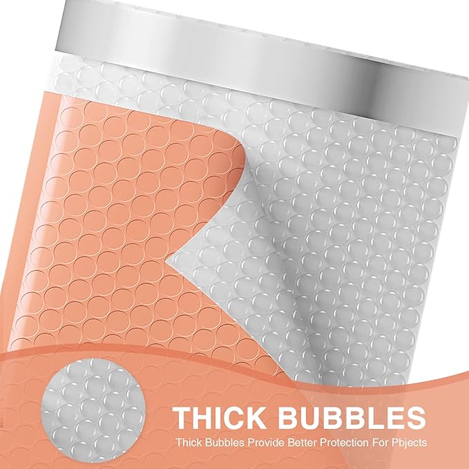 Metronic 6x10 Bubble Mailer 100 Pack Usable Size 6x9" Self-Seal Bubble Mailers Opaque Padded Envelopes Cushioning Mailers for Shipping Jewelry Makeup Supplies Peach