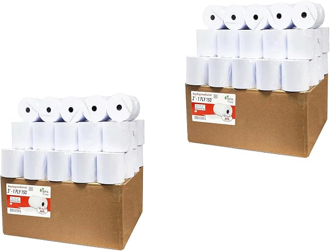 3" x 150' 1-Ply Bond Kitchen Printer Paper Receipt Paper (100 Rolls) 48 GSM Pos Cash Register REQ ribbon erc30/34/38 OR star sp700 from BuyRegisterRolls