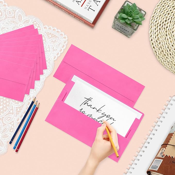 200 Pack #10 Business Envelopes, Rose Standard Envelopes Self Seal, Letter Size Mailing Envelopes for Checks Letters Invoices Statements Christmas Birthday Graduation Wedding, 4 1/8 x 9 1/2 Inch