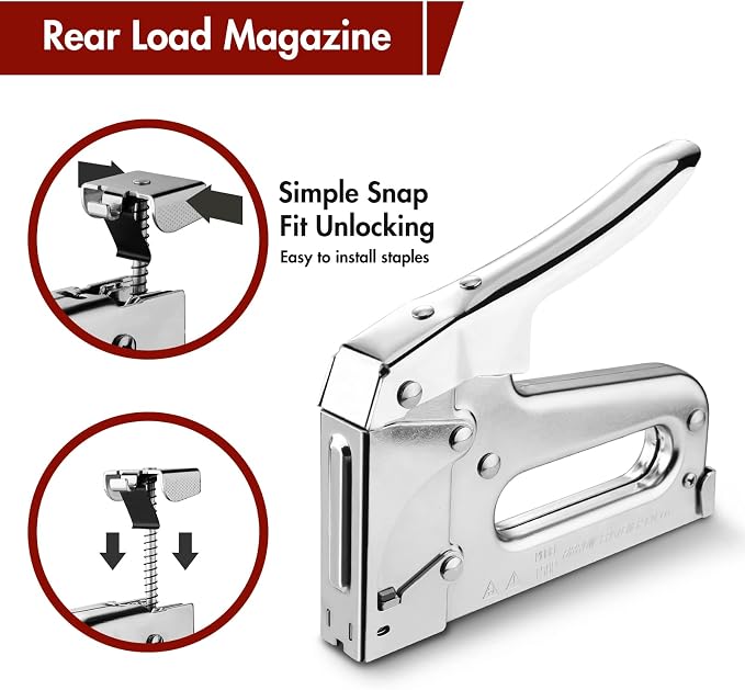 Arrow T50 Heavy Duty Staple Gun Kit with 3750 Pieces T50 Staples | All Chrome Steel Stapler with 3750 Pieces T50 1/4", 3/8", 1/2" Staples, for Upholstery Professional Projects