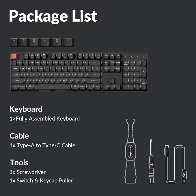 Keychron K10 Version 2 Full Size 104 Keys Bluetooth Wireless Mechanical Gaming Keyboard for Mac Windows Super Brown Switch White LED Backlight/USB C Wired Computer Keyboard