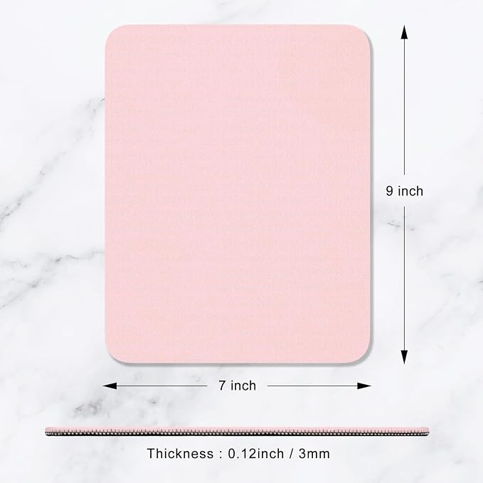 Hsurbtra Mouse Pad, Premium-Textured Square Mousepad 7 x 9 Inch, Thick 3 mm Anti-Slip Waterproof Rubber Pretty Cute Computer Mat for Office Gaming Laptop Women Kids Pink