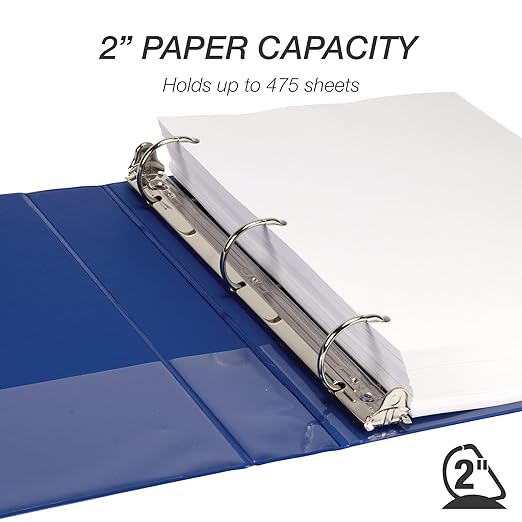 Samsill Durable 2 inch 3 Ring Binder, D Ring Binder, 100% Recycled Chipboard, Blue, 4 Pack