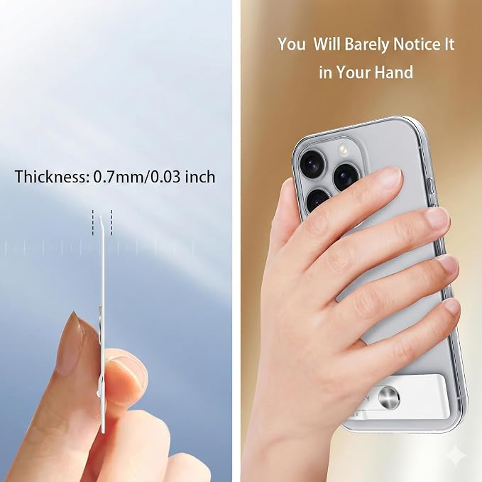 Phone Slim Stand Thin Kickstand for iPhone Phone Case (White 2-Pack) | Ultra Thin Vertical Horizontal Universal Steel Metal Stable Mount Attachable Pocket Friendly Phone Holder for Phone Case